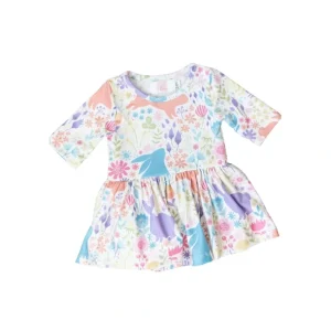 Flash Sale Pastel Floral Bunnies Twirl Bodysuit - CaringForTots - Professional Baby and Children's Products | Caring for Growth, Caring for Every Moment