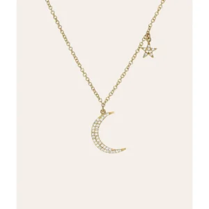 Clearance Pave Diamond Moon And Star Necklace - CaringForTots - Professional Baby and Children's Products | Caring for Growth, Caring for Every Moment