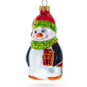 Cheap Penguin In Santa Hat With Gifts Glass Christmas Ornament - CaringForTots - Professional Baby and Children's Products | Caring for Growth, Caring for Every Moment