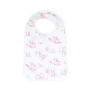 Pink Toile Baby Feeding Bib - CaringForTots - Professional Baby and Children's Products | Caring for Growth, Caring for Every Moment* Bibs