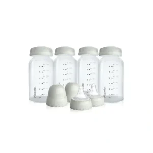 Pippeta Milk Storage Bottles - Teats + Lids - 4 Pack - Sea Salt - CaringForTots - Professional Baby and Children's Products | Caring for Growth, Caring for Every Moment* Baby Bottles