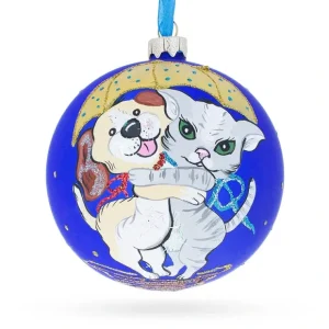 Playful Cat & Dog Blown Glass Ball Christmas Ornament 4 Inches - CaringForTots - Professional Baby and Children's Products | Caring for Growth, Caring for Every Moment* Christmas Tree Ornaments
