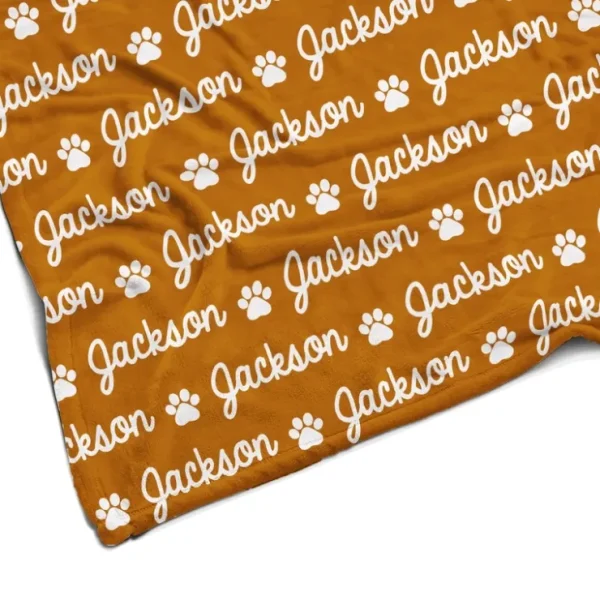 Plush Minky Fleece Personalized Blanket | Paw Icon Repeating Name - CaringForTots - Professional Baby and Children's Products | Caring for Growth, Caring for Every Moment* Personalized Textiles