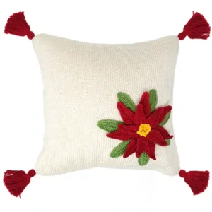 Poinsettia 10" Pillow (red Tassel) - CaringForTots - Professional Baby and Children's Products | Caring for Growth, Caring for Every Moment* Decorative Pillows