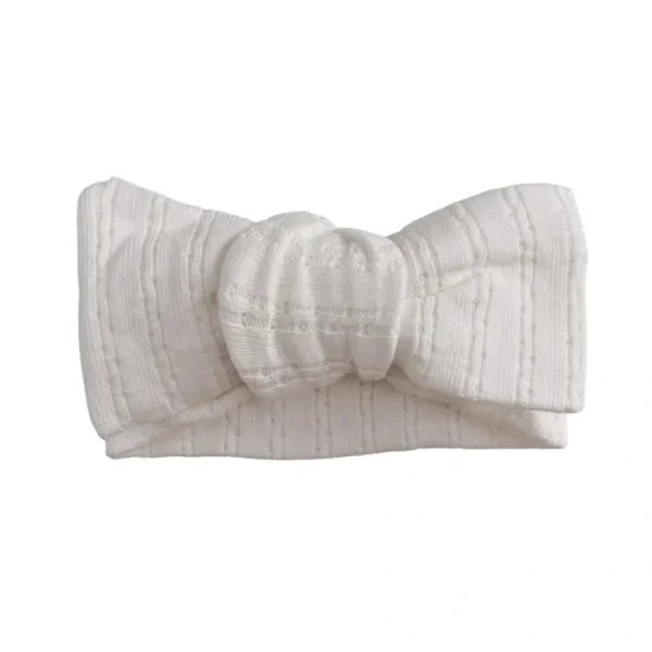 Pointelle Bow Headband - White - CaringForTots - Professional Baby and Children's Products | Caring for Growth, Caring for Every Moment* -