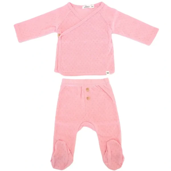 Clothing | Pointelle Kimono Footie Set - Pink Heather - CaringForTots - Professional Baby and Children's Products | Caring for Growth, Caring for Every Moment