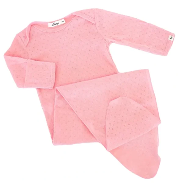 Clothing | Pointelle Knotted Gown - Pink Heather - CaringForTots - Professional Baby and Children's Products | Caring for Growth, Caring for Every Moment