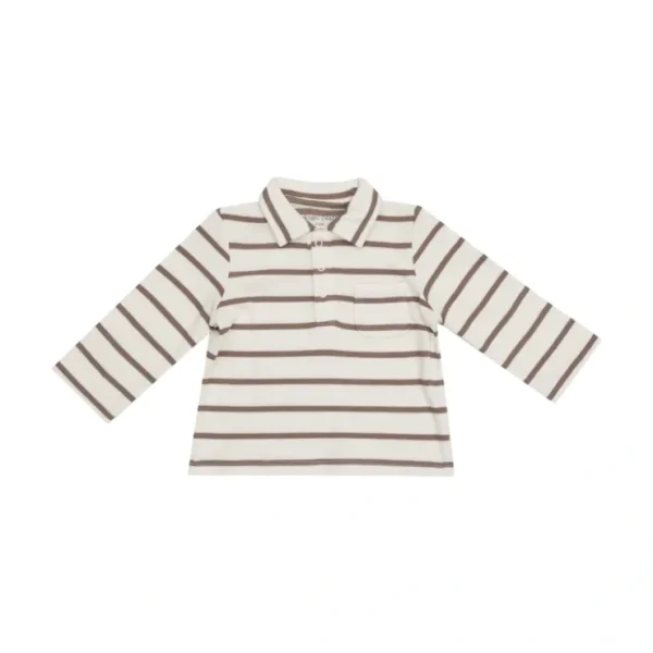 Polo L/s Shirt - Brown Rib Stripe - CaringForTots - Professional Baby and Children's Products | Caring for Growth, Caring for Every Moment* Polo Shirts