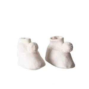 Pom Pom Ivory - CaringForTots - Professional Baby and Children's Products | Caring for Growth, Caring for Every Moment* Booties