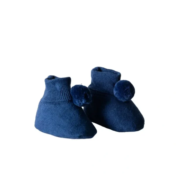 Pom Pom Navy - CaringForTots - Professional Baby and Children's Products | Caring for Growth, Caring for Every Moment* Booties