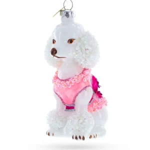 Poodle In Pink Costume Blown Glass Christmas Ornament - CaringForTots - Professional Baby and Children's Products | Caring for Growth, Caring for Every Moment* Ornaments
