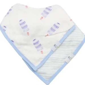 Popsicle And Stripes Blue 2 Pack Muslin & Terry Cloth Bib Set - CaringForTots - Professional Baby and Children's Products | Caring for Growth, Caring for Every Moment* Bibs