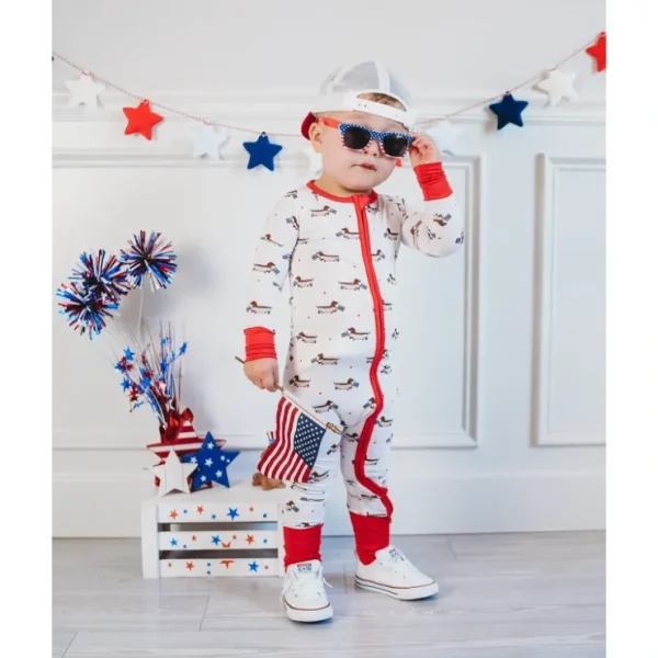Preston's American Pups Dream Romper - CaringForTots - Professional Baby and Children's Products | Caring for Growth, Caring for Every Moment* Rompers - Zippered