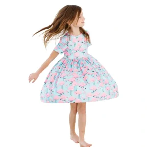 Pretty In Pink Flamingos S/s Twirl Dress - CaringForTots - Professional Baby and Children's Products | Caring for Growth, Caring for Every Moment* Dresses - Twirl