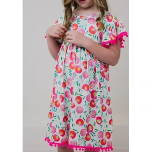 Pretty Peonies Pom Pom Dress - CaringForTots - Professional Baby and Children's Products | Caring for Growth, Caring for Every Moment* Girls