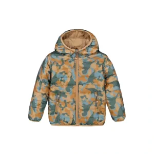 Quilted Mid-season Jacket Beige Printed Camo Dinos - CaringForTots - Professional Baby and Children's Products | Caring for Growth, Caring for Every Moment* Jackets