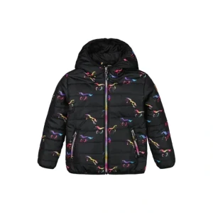 Quilted Mid-season Jacket Black Printed Multicolor Unicorns - CaringForTots - Professional Baby and Children's Products | Caring for Growth, Caring for Every Moment* Jackets