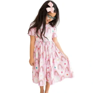 Rainbow Daisies S/s Twirl Dress - CaringForTots - Professional Baby and Children's Products | Caring for Growth, Caring for Every Moment* Dresses - Twirl