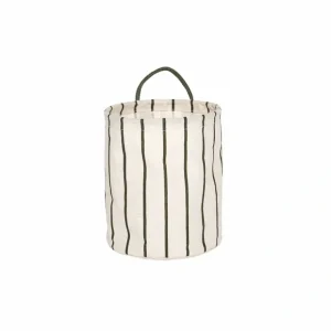 Raita Laundry/storage Basket In Green/offwhite - CaringForTots - Professional Baby and Children's Products | Caring for Growth, Caring for Every Moment* Baskets