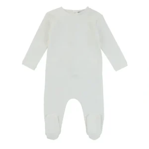 Raw Edge Trim Footie, Ivory Boy - CaringForTots - Professional Baby and Children's Products | Caring for Growth, Caring for Every Moment* Footie Pajamas