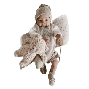 Rib Detail Short Romper - Heather Beige - CaringForTots - Professional Baby and Children's Products | Caring for Growth, Caring for Every Moment* Rompers