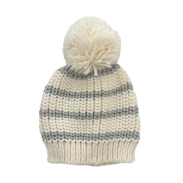 Rib Knit Stripe Hat, Bowie Grey - CaringForTots - Professional Baby and Children's Products | Caring for Growth, Caring for Every Moment* Baby Hats