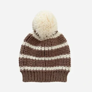 Rib Knit Stripe Hat, Tan - CaringForTots - Professional Baby and Children's Products | Caring for Growth, Caring for Every Moment* Baby Hats