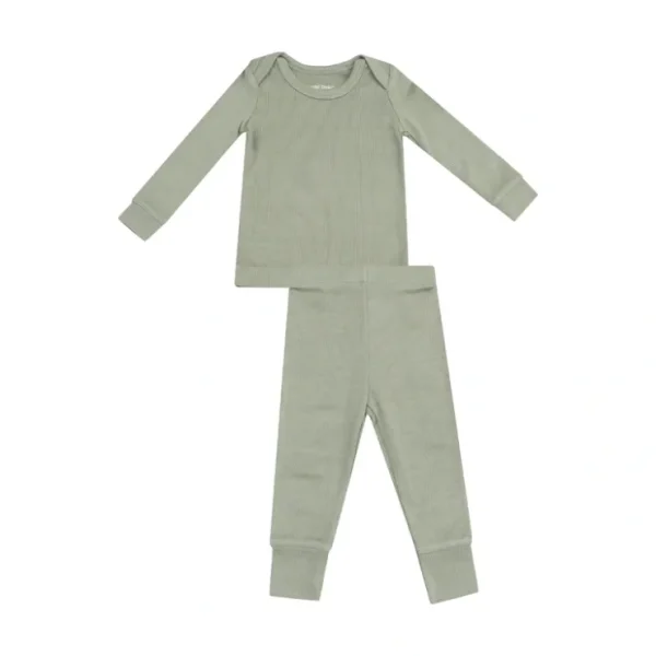 Rib Lounge Wear Set - Solid Desert Sage - CaringForTots - Professional Baby and Children's Products | Caring for Growth, Caring for Every Moment* Pajamas - Long Set