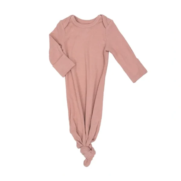 Clothing | Ribbed Cameo Brown Knotted Gown - CaringForTots - Professional Baby and Children's Products | Caring for Growth, Caring for Every Moment