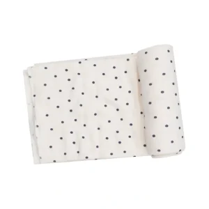 Ribbed Navy Mini Dot Swaddle Blanket - CaringForTots - Professional Baby and Children's Products | Caring for Growth, Caring for Every Moment* Blankets