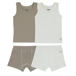 Ribbed Taupe + White (2 Sets) - CaringForTots - Professional Baby and Children's Products | Caring for Growth, Caring for Every Moment* Underwear