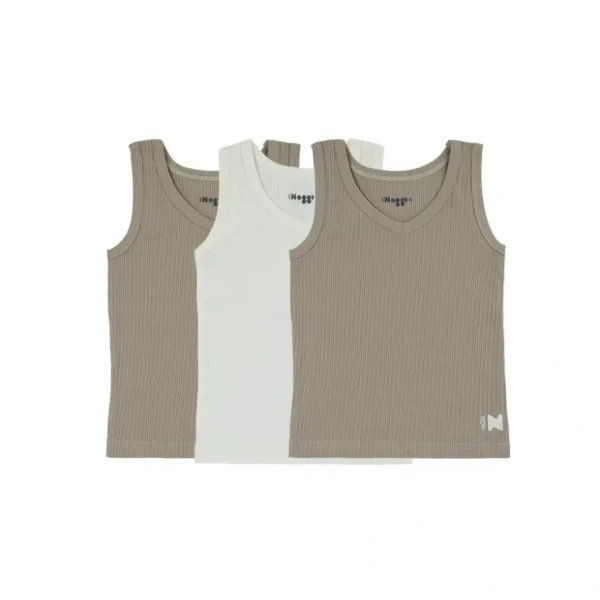 Ribbed Taupe + White (3 Tanks) - CaringForTots - Professional Baby and Children's Products | Caring for Growth, Caring for Every Moment* Underwear