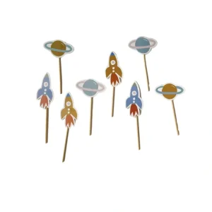 Rocketship Toppers (set Of 8) - CaringForTots - Professional Baby and Children's Products | Caring for Growth, Caring for Every Moment* Cake Decor