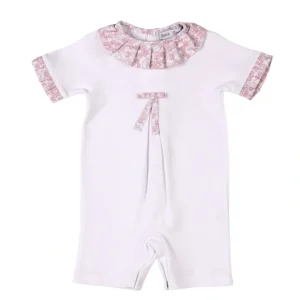 Rose Sweet | Baby Girls White Floral Cotton Shortie - CaringForTots - Professional Baby and Children's Products | Caring for Growth, Caring for Every Moment* Rompers - Shortie