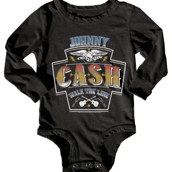 Clothing | Rowdy Sprout Johnny Cash Organic Long Sleeve Onesie - CaringForTots - Professional Baby and Children's Products | Caring for Growth, Caring for Every Moment