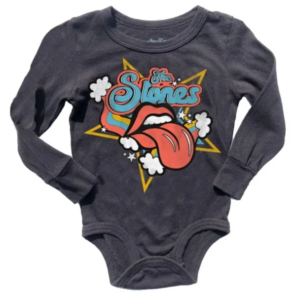 Clothing | Rowdy Sprout Rolling Stones Unisex Long-sleeve Onesie - CaringForTots - Professional Baby and Children's Products | Caring for Growth, Caring for Every Moment