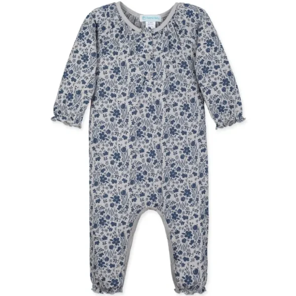 Ruched Romper - Isabella On Grey 100% Pima Cotton - CaringForTots - Professional Baby and Children's Products | Caring for Growth, Caring for Every Moment* Rompers