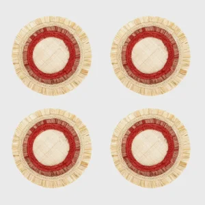 Ruffle Edge Straw Coasters, Red - CaringForTots - Professional Baby and Children's Products | Caring for Growth, Caring for Every Moment* Coasters