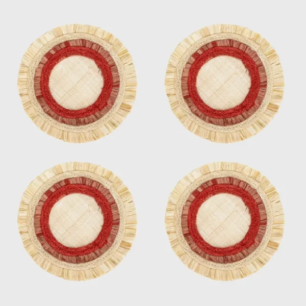 Ruffle Edge Straw Coasters, Red - CaringForTots - Professional Baby and Children's Products | Caring for Growth, Caring for Every Moment* Coasters