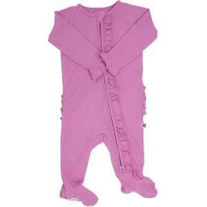 Ruffle Footie - Cashmere Rose Ribbed - CaringForTots - Professional Baby and Children's Products | Caring for Growth, Caring for Every Moment* Footie Pajamas