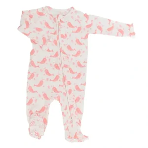 Ruffle Footie - Narwhal Pink - CaringForTots - Professional Baby and Children's Products | Caring for Growth, Caring for Every Moment* Footie Pajamas