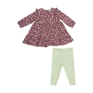 Ruffle Tiered Dress And Rib Legging - Plum Floral - CaringForTots - Professional Baby and Children's Products | Caring for Growth, Caring for Every Moment* Leggings