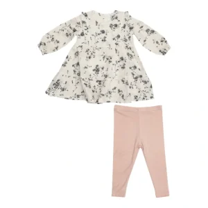 Ruffle Tiered Dress And Ribbed Legging - Climbing Roses - CaringForTots - Professional Baby and Children's Products | Caring for Growth, Caring for Every Moment* Leggings