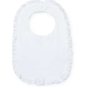 Ruffled Edge Pima Cotton Bib - White - CaringForTots - Professional Baby and Children's Products | Caring for Growth, Caring for Every Moment* Bibs