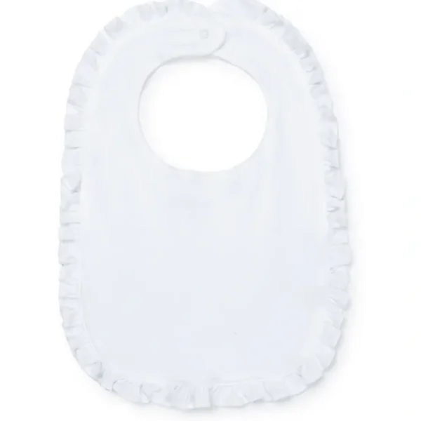 Ruffled Edge Pima Cotton Bib - White - CaringForTots - Professional Baby and Children's Products | Caring for Growth, Caring for Every Moment* Bibs