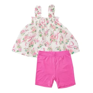 Ruffly Strap Top + Biker Short - Coquette Bows - CaringForTots - Professional Baby and Children's Products | Caring for Growth, Caring for Every Moment* Shorts
