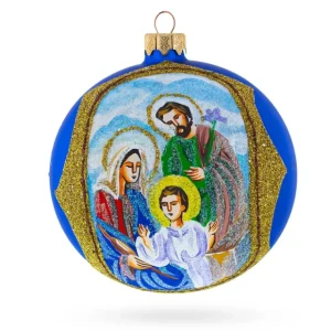 Sacred Holy Family Glittered - Blown Glass Ball Christmas Ornament 4 Inches - CaringForTots - Professional Baby and Children's Products | Caring for Growth, Caring for Every Moment* Ornaments