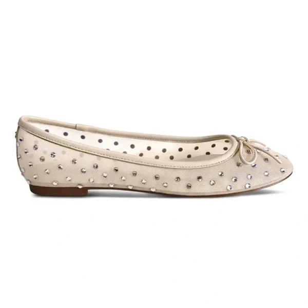 Sadie Ballet Flat In Beige Crystal Mesh - CaringForTots - Professional Baby and Children's Products | Caring for Growth, Caring for Every Moment* Flats