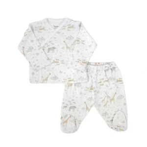Safari Kimono & Pant Set, White - CaringForTots - Professional Baby and Children's Products | Caring for Growth, Caring for Every Moment* set
