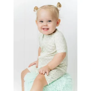 Sage Checkers Dream Shortie - CaringForTots - Professional Baby and Children's Products | Caring for Growth, Caring for Every Moment* Rompers - Shortie